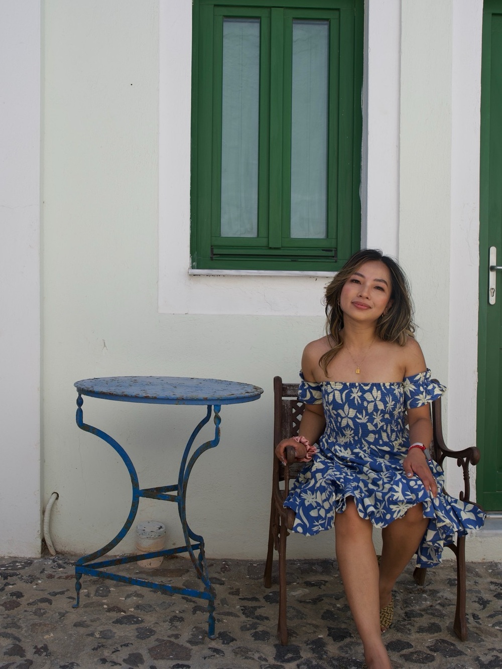 Off shoulder Blue Floral Smocked Dress - Zara